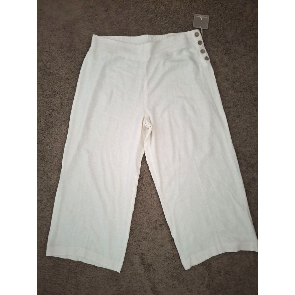 Jules & Leopold Women Stretch Pull On Wide Leg Crop Pants Sz XL Linen Blend New